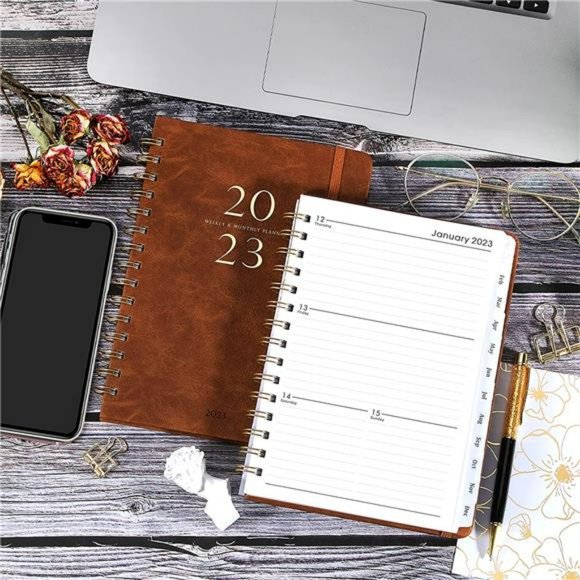 2023 Planner - Weekly & Monthly Planner 2023 with 12 Monthly Tabs - Brown - Picture 3 of 7